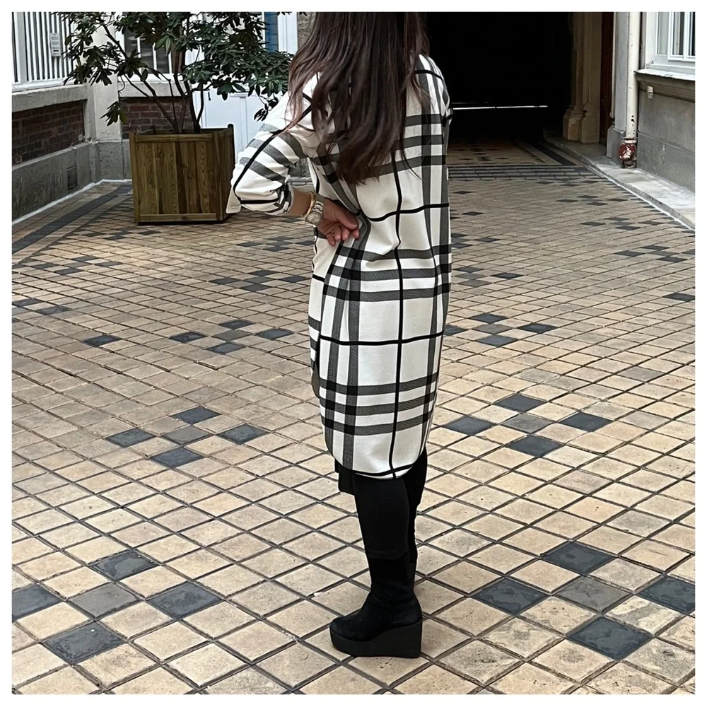 09 PARIS CHIC PLAID TUNIC TOP DRESS - Picture 7 of 7